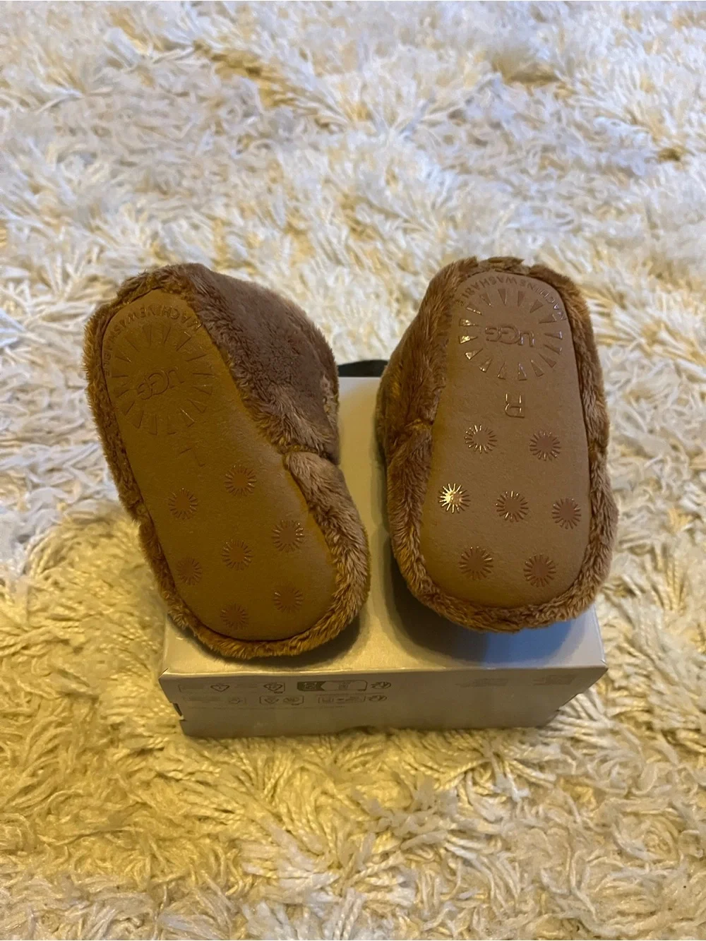UGG Chestnut Plush Baby Slippers with Hook Strap